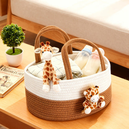 Cute Animal Woven Storage Basket, Decorative Desktop Organizer for Remote Controls, Toys, Stationery & Small Items