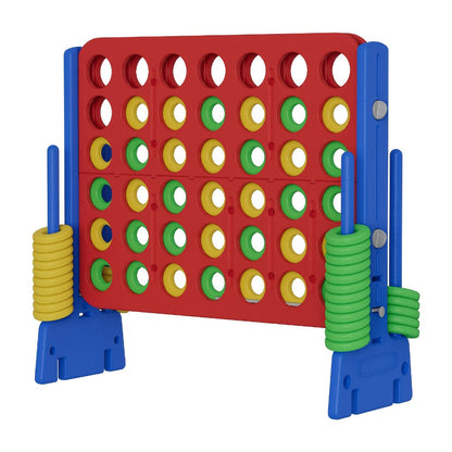 Height Adjustable Giant Connect 4 Game 33-37 Inch, Jumbo 4-in-a-Row Outdoor Yard Game with Quick Release Slider for Teens