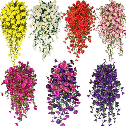 Artificial Rose Vine Hanging Garland 3pcs 216 Flowers – High-Density UV-Resistant Faux Rose Flower Vines with Realistic Roses & Foliage