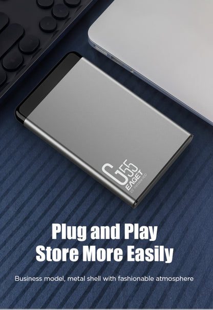 500GB Portable External Hard Drive EAGET G55 for an Everyday Personal Care Routine, with the Listed Configuration
