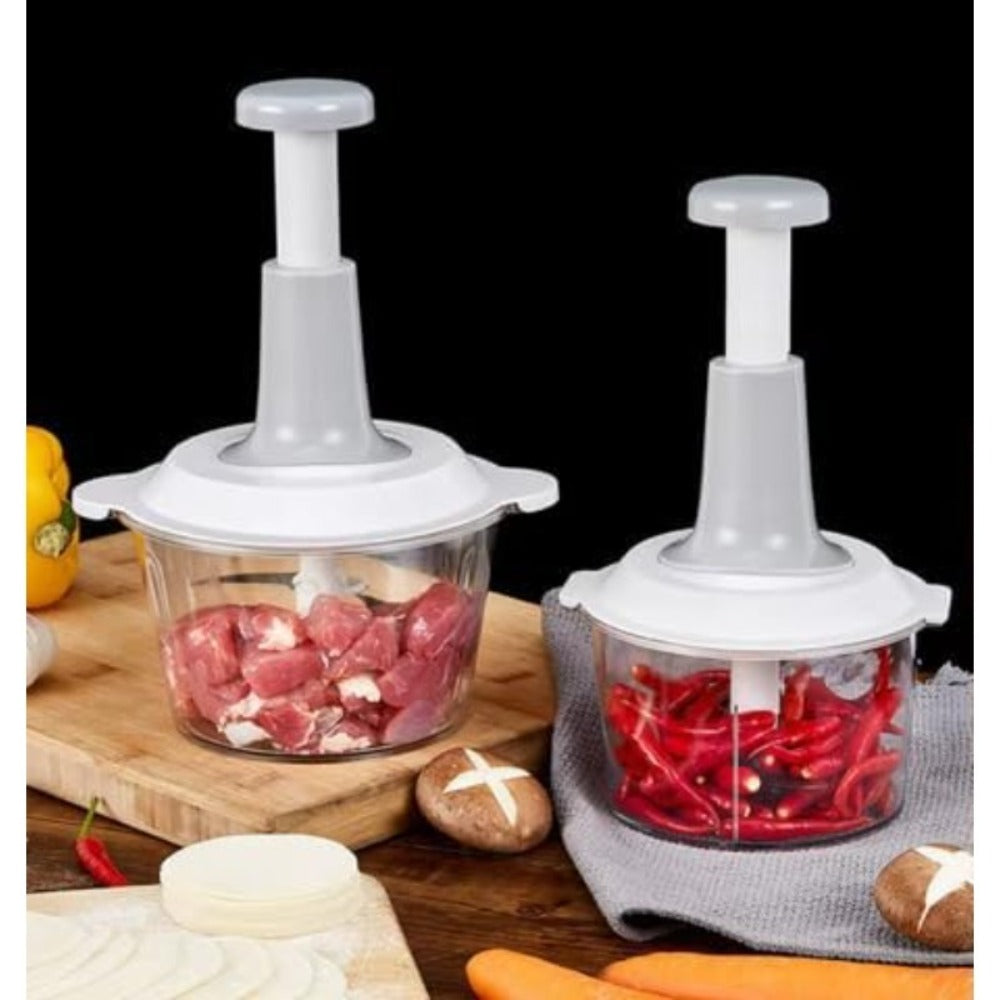 Manual Food Chopper 2L Pull Cord Vegetable Chopper Onion Mincer Garlic Press Meat Grinder for Home Cooking, Dining and Outdoor Meals
