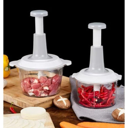 Manual Food Chopper 2L Pull Cord Vegetable Chopper Onion Mincer Garlic Press Meat Grinder for Home Cooking, Dining and Outdoor Meals