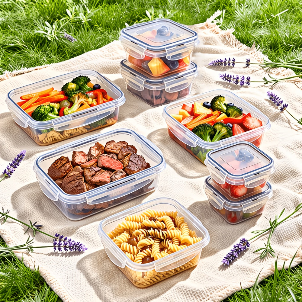 Food Storage Containers with Lids, Set with 12, 20 or 24 Clear Boxes, Locking Lids and Microwave, Dishwasher and Freezer Use