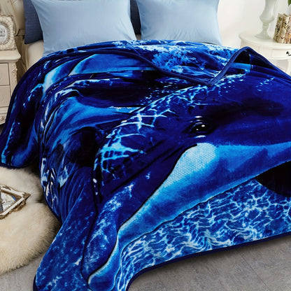 Reversible Plush Blanket 2-Ply 520GSM Milk Velvet - Queen King Size Blanket with Vibrant Animal & Floral Designs