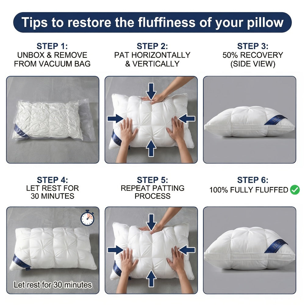 Luxury Hotel Pillows 2PCS, Cool Breathable Pillow Insert, Fluffy Resilient Neck Support, Comfortable Sleeping Pillow