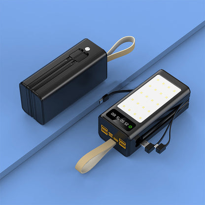 80000mAh Power Bank Built-in 4 Cables PD22.5W Fast Charging, LED Digital Display, Flashlight, Lanyard