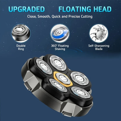 Head Shaver for Bald Men 6-Blade Electric Head Razor Magnetic Floating Blades USB-C for Everyday Face, Beard and Body Grooming