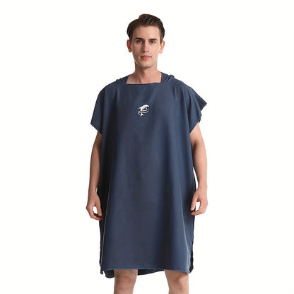 Quick-Dry Surf Poncho Towel Robe – Microfiber Beach Wrap with Shark Graphic, Super Absorbent Changing Robe for Swimming, Surfing & Travel