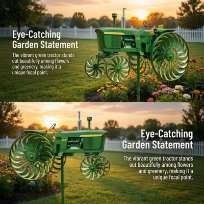 Garden Windmill Stake Tractor-Shaped | Rotating Wheels Pinwheel for Patio Yard Lawn Outdoor Sculpture Decor Gift