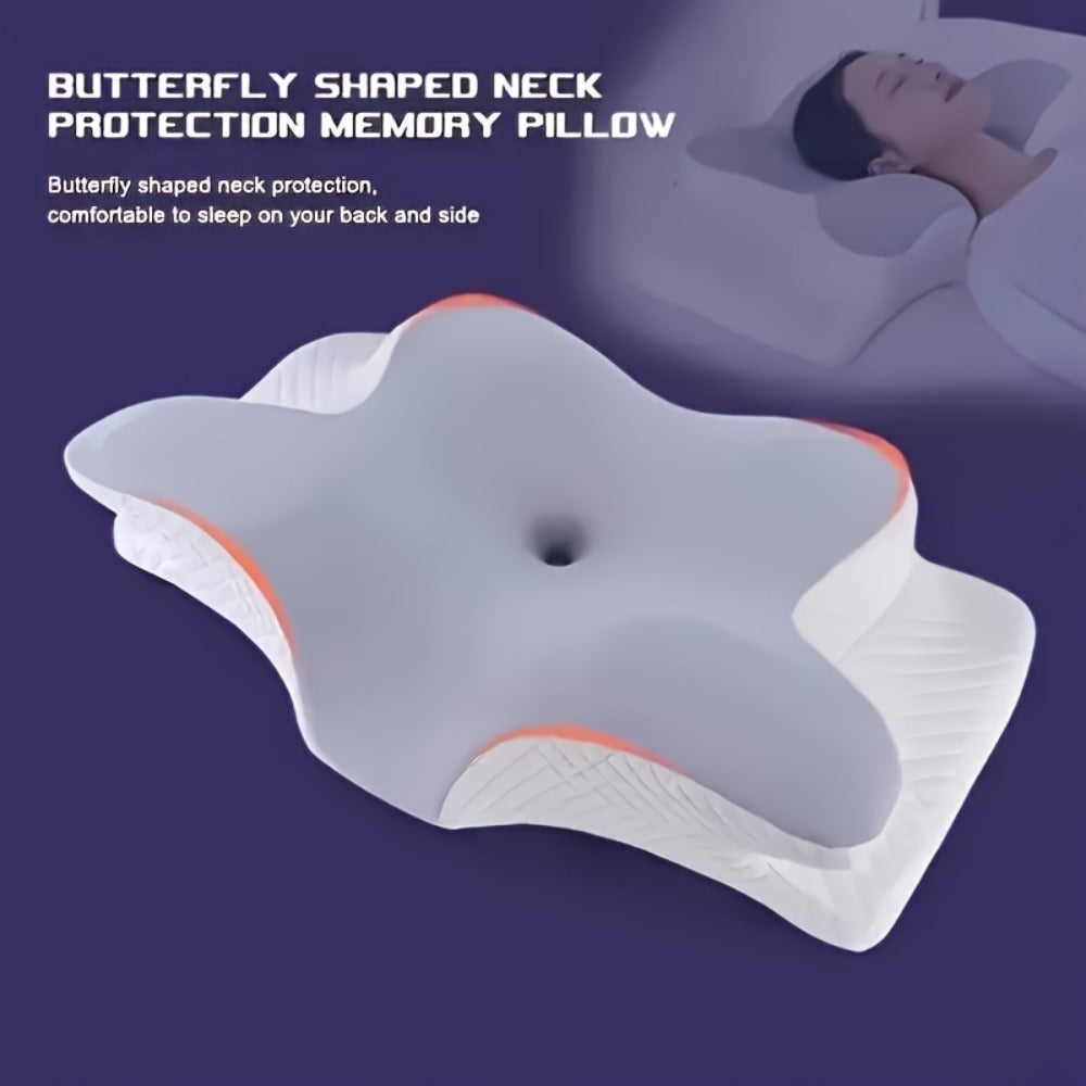 Cervical Neck Pillow for Sleeping - Butterfly Contour Memory Foam Support for Back & Side Sleepers