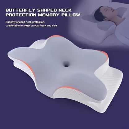 Cervical Neck Pillow for Sleeping - Butterfly Contour Memory Foam Support for Back & Side Sleepers