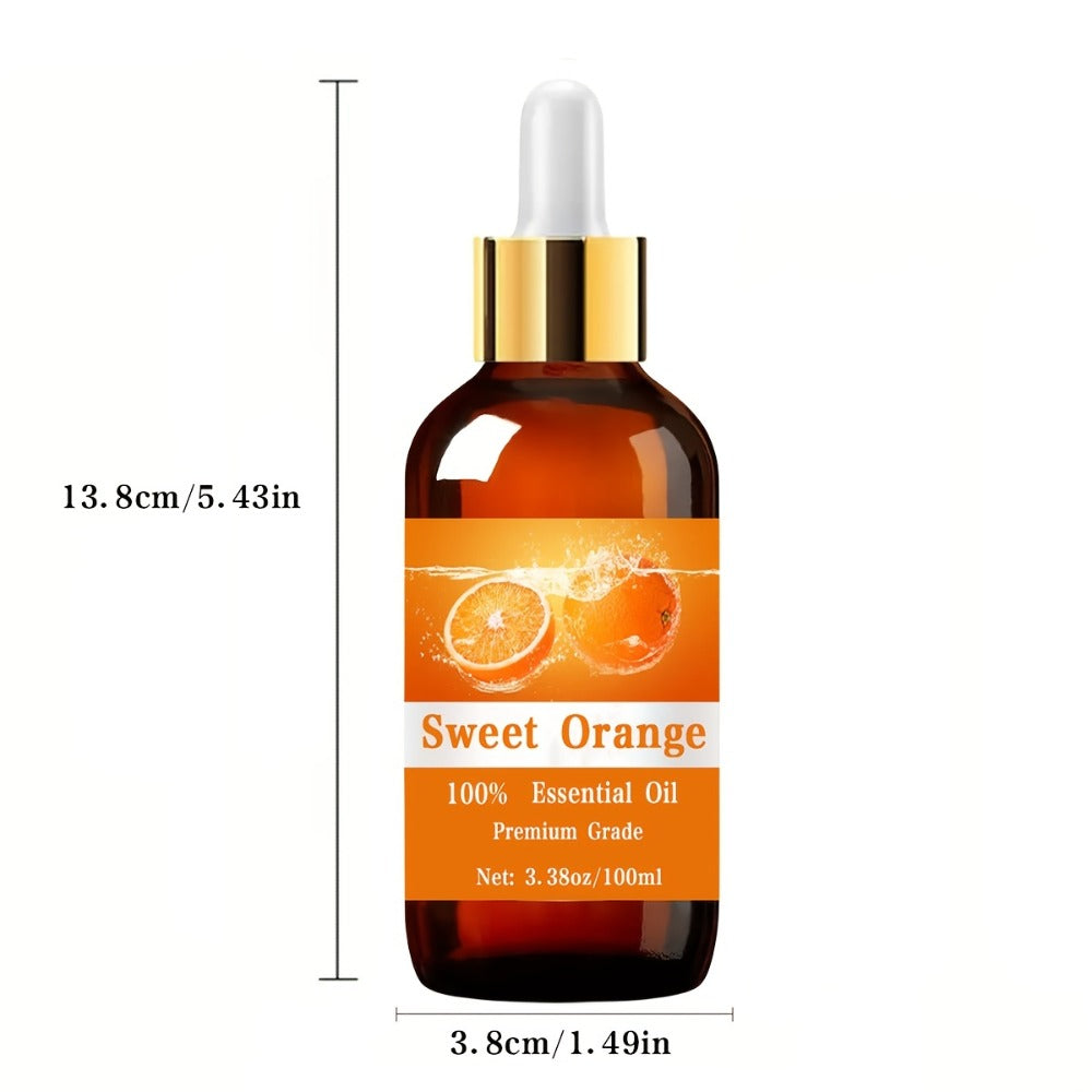 Essential Oil Sweet Orange Citrus Aroma in 100ml Bottle for Diffuser, Humidifier, Massage and Home Fragrance