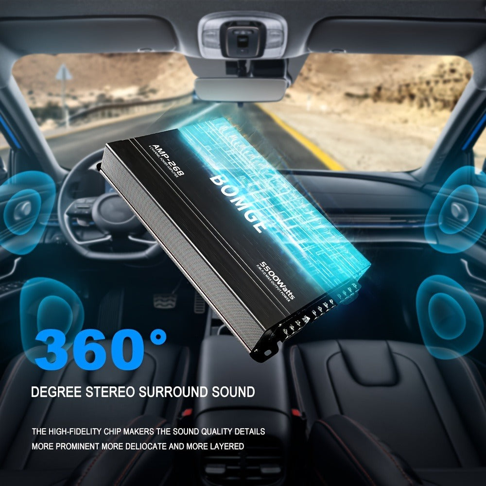 BOMGE 4-Channel Car Amplifier 2500W Max Power for Subwoofers & Speakers Full Range Class AB Vehicle Audio Amp AMP-228 AMP-268-A AMP-268-C