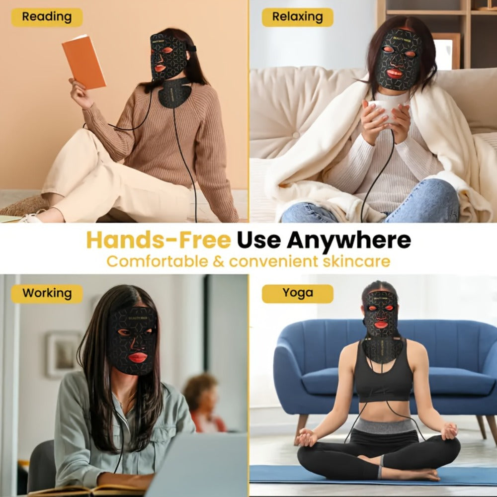 LED Face Mask, 7-in-1 Red Light Therapy for Face & Neck, 93+80 LED Beads, Separate Silicone Applicator