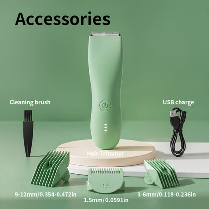 Ceramic-Blade Body Hair Trimmer with IPX6 Rating, Three Guide Guards and Four Color Options