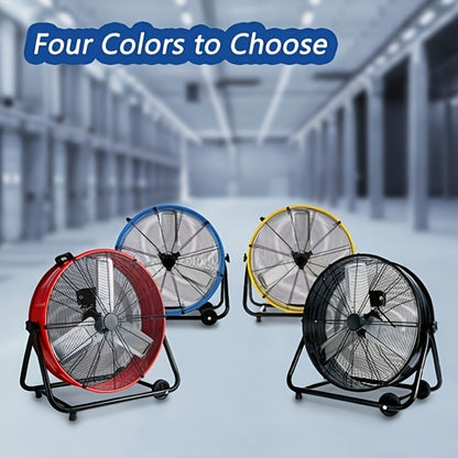 Industrial Floor Fan 24 Inch 9000 CFM Drum Fan 3-Speed 360 Degree Tilt with Casters for Entryways, Bedrooms and Living Spaces