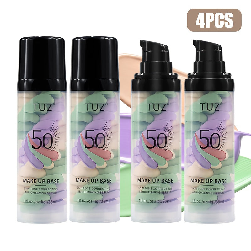 BB Cream Barrier Cream Set 4pcs Tri-Color Light Texture Natural Finish Anti-Smudge Glycerin for Makeup, Travel and Everyday Vanity Use