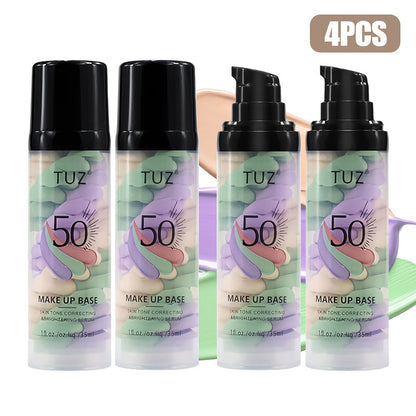 BB Cream Barrier Cream Set 4pcs Tri-Color Light Texture Natural Finish Anti-Smudge Glycerin for Makeup, Travel and Everyday Vanity Use