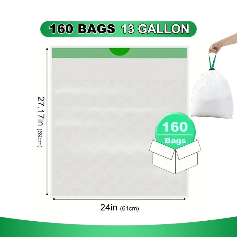 13 Gallon Trash Bags Tear-Resistant Drawstring Garbage Bags with Fresh Lemon Scent Thickened for Home Cooking, Dining and Outdoor Meals