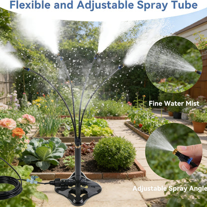 Outdoor Misting System – Standing Patio Mist Fan Cooling Sprinkler for Garden, Courtyard & Dust Suppression