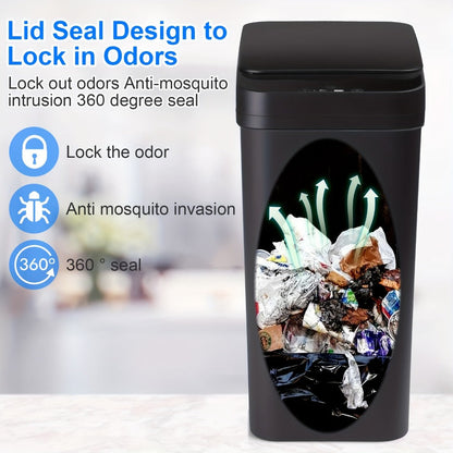 Motion Sensor Trash Can 2-Pack, 2.8 Gallon Touchless Slim Garbage Can with Auto Lid for an Everyday Personal Care Routine