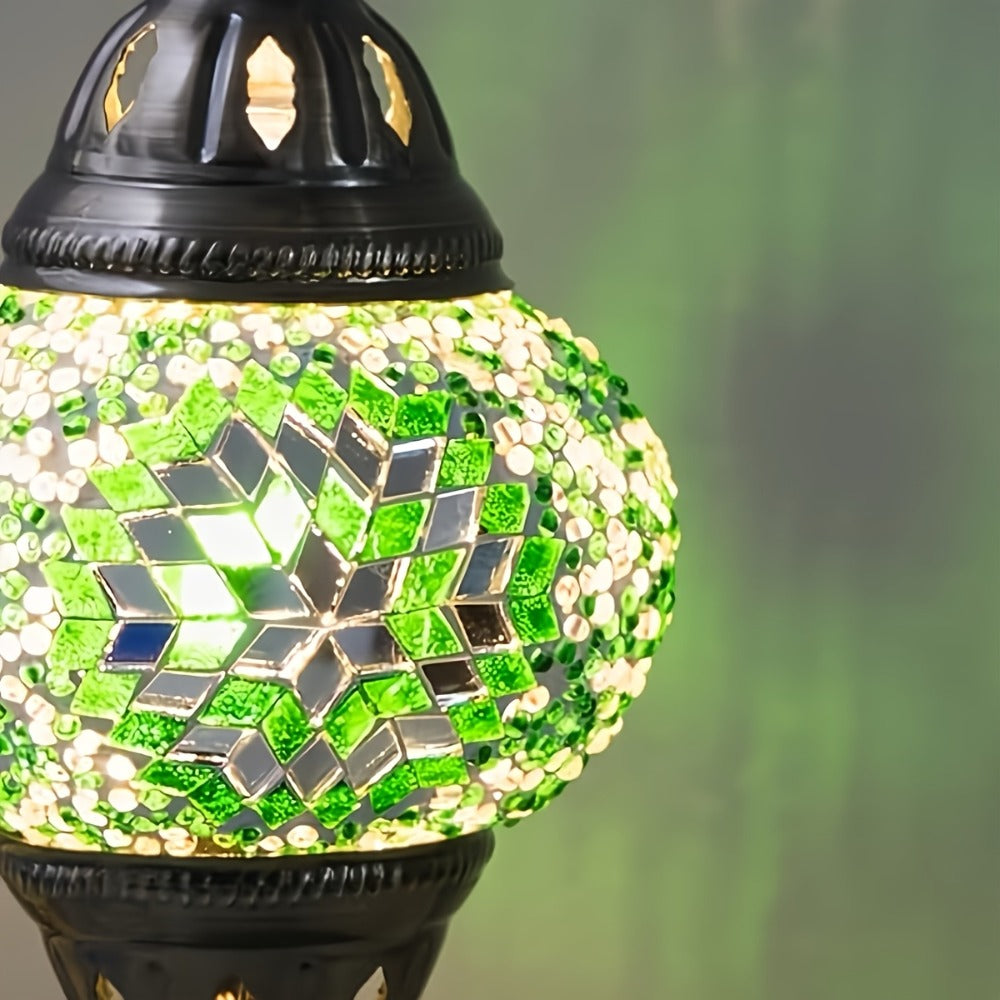 DIY Turkish Moroccan Mosaic Lamp Kit Handmade Glass Metal Brass Dimmable Bohemian Table Light for Entryways, Bedrooms and Living Spaces