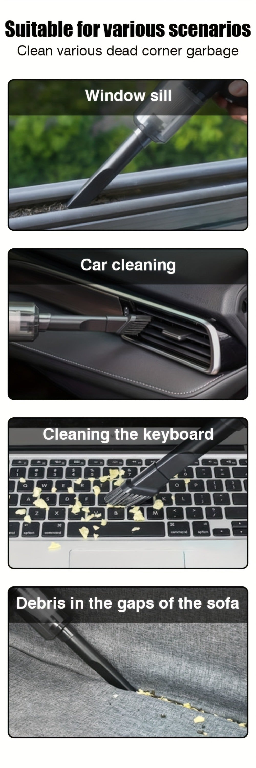 Mini Vacuum Cleaner Wireless Charging with Strong Suction – Portable Cordless Handheld Cleaner for Computer Keyboard, Car & Home