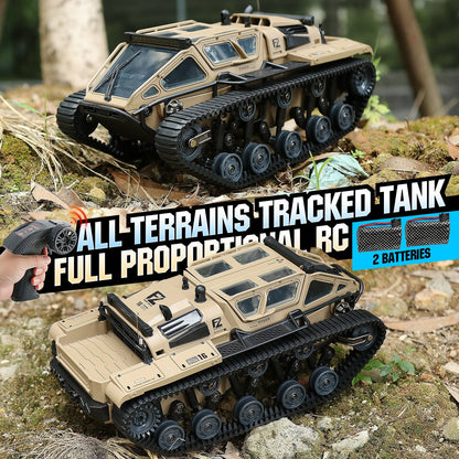 Full-Proportional RC Tracked Tank with LED Lights, Alloy Door Open Military War Vehicle Off-Road Remote Control Tank for Kids Adults