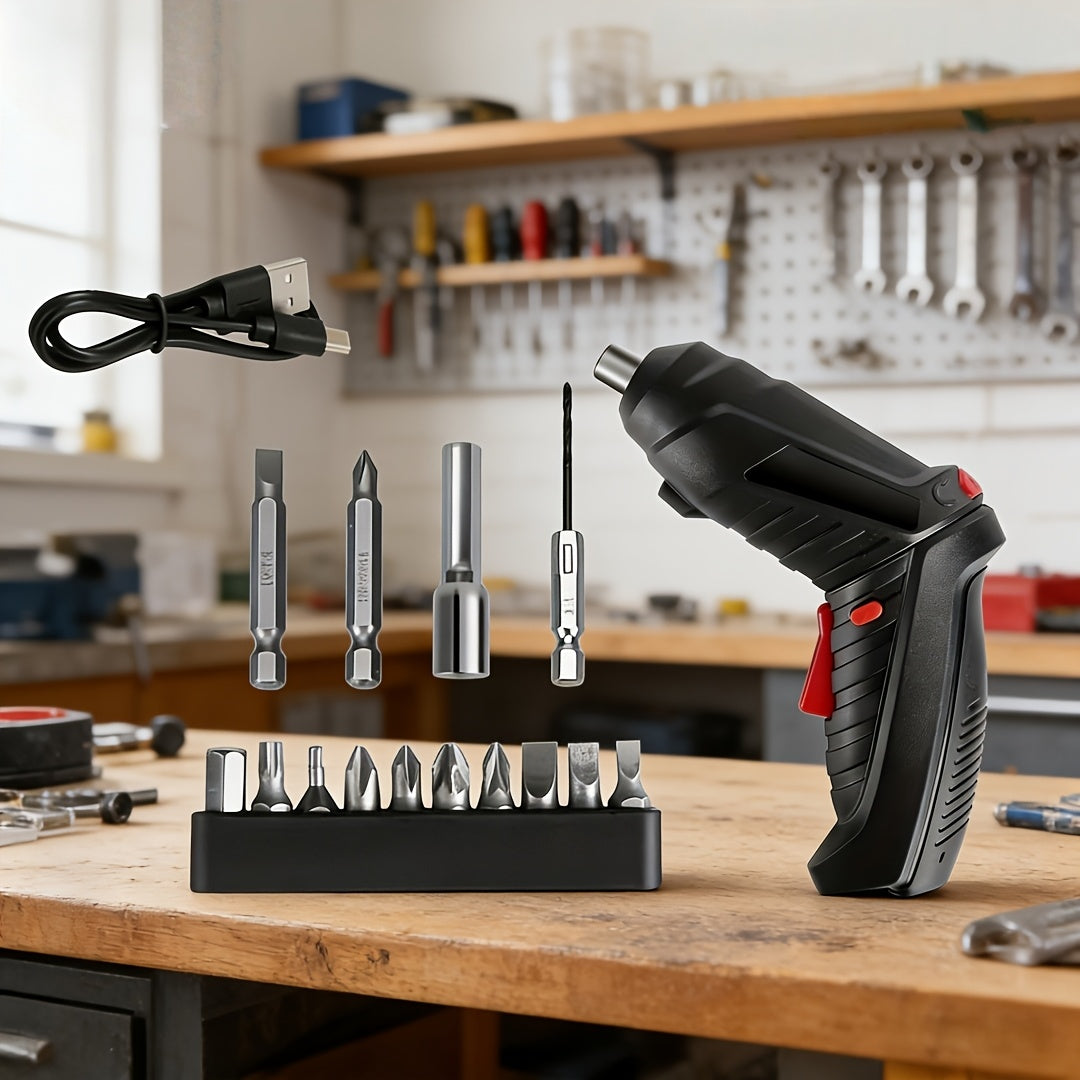 Cordless Electric Screwdriver Mini Drill, Rechargeable Lithium Battery, Compact Design for DIY & Tight Spaces