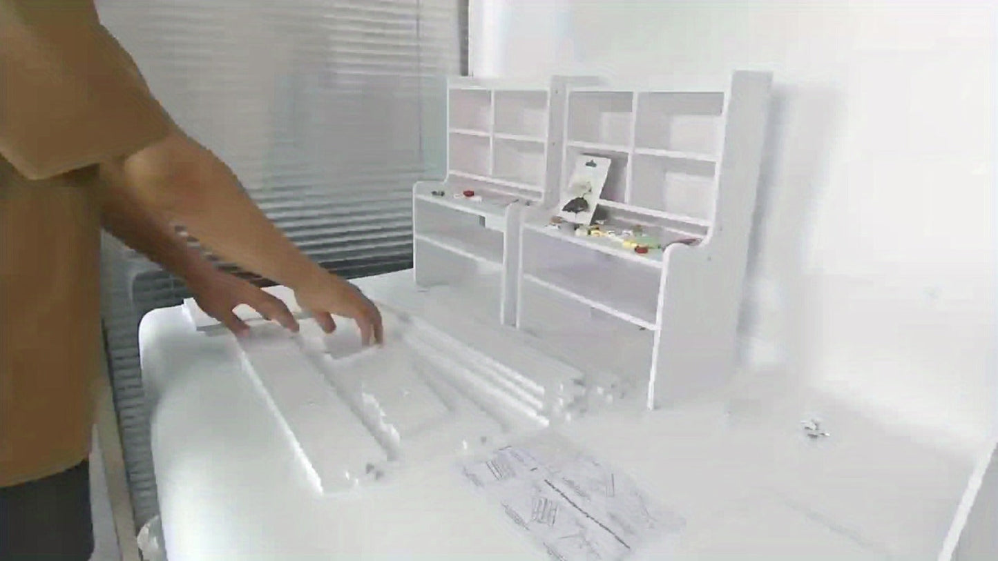 Desktop Storage Organizer with 11.81- or 19.69-Inch Six-Layer Rack and Locking Antler File Holder Options