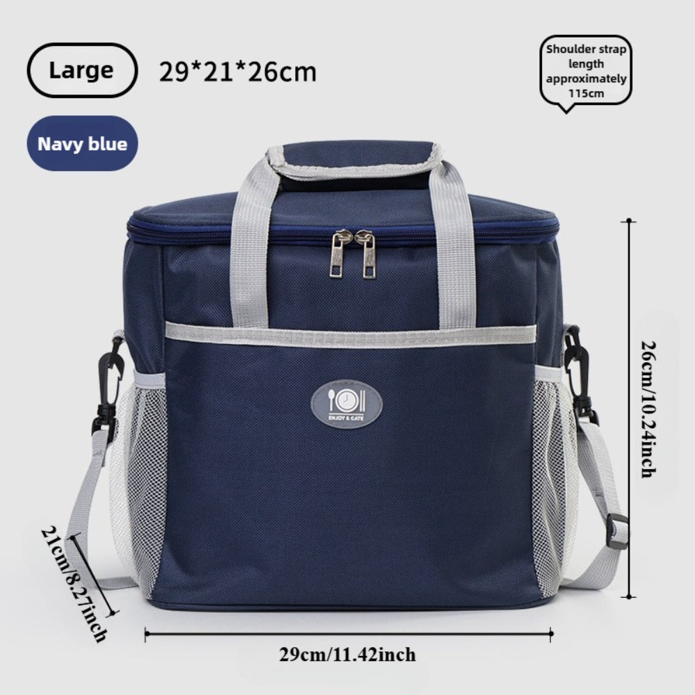 Rectangular Lunch Bag Tote, 29 x 21 x 26cm with Front Pocket, Two Mesh Side Pockets and Four Colors