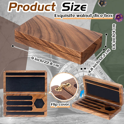 Walnut Dice Box & Rolling Tray 4.8x9 Inch Handmade – Magnetic Flip Lid, Dice Storage, Phone & Tablet Stand for Tabletop RPG Board Games