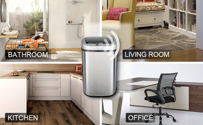 Motion Sensor Trash Can with 13-Gallon Label and Plastic or Steel Finish Options in Six Colors