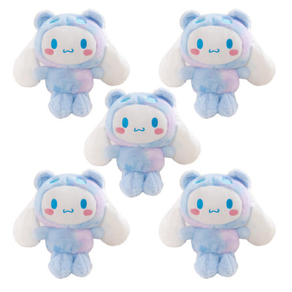 Sanrio Tie Dye Plush Set of 5, Kawaii Hello Kitty Kuromi My Melody Cinnamoroll Gudetama Stuffed Animals