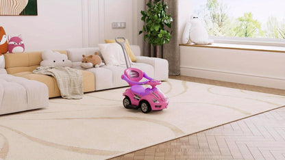 3-in-1 Toddler Push Ride & Walker Car, Baby Ride-On Toy with Guardrail, Music & Under-Seat Storage for Ages 18-36 Months