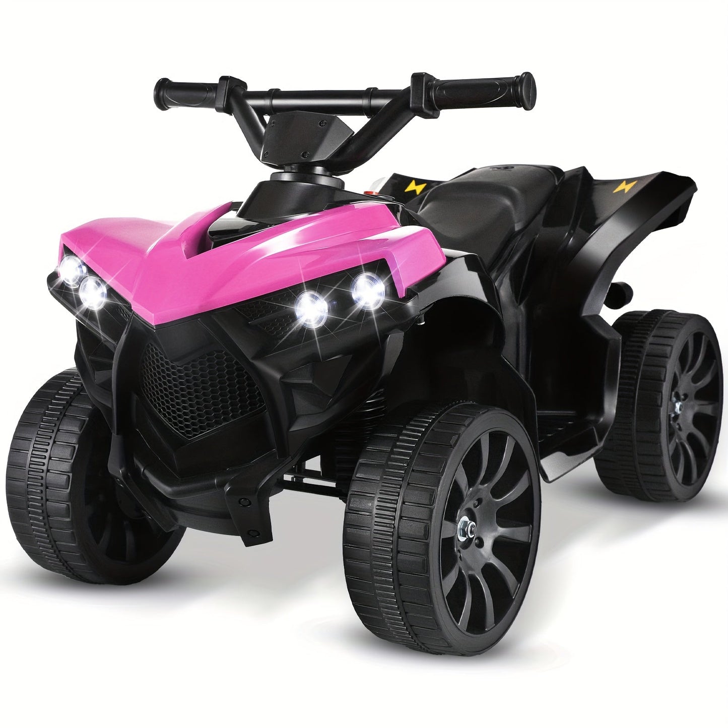 6V Kids Electric Quad ATV Ride-On 4-Wheeler with Headlights Foot Pedal Accelerator Treaded Anti-Slip Tires 1.86 MPH Outdoor Birthday Gift