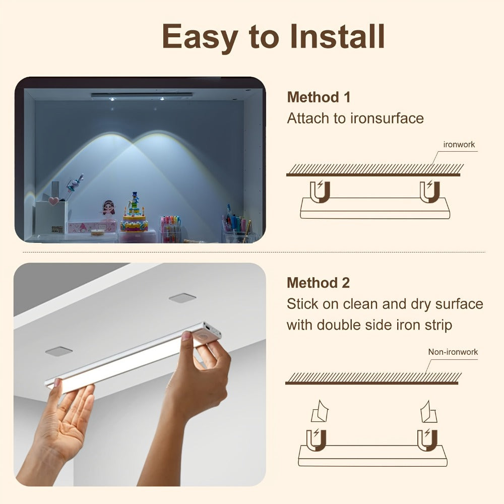 Motion Sensor LED Cabinet Light USB Rechargeable Dimmable Night Light Gesture Control 3 Modes Wireless Under Cabinet Lighting for Kitchen