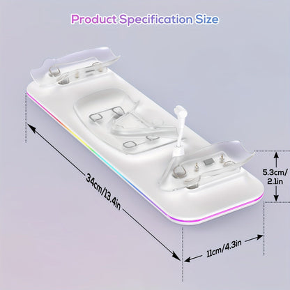 Meta Quest 3S / Quest 3 Charging Dock, PD 18W Fast Charging Station with RGB Light, Magnetic Charger Stand for Headset & Controllers