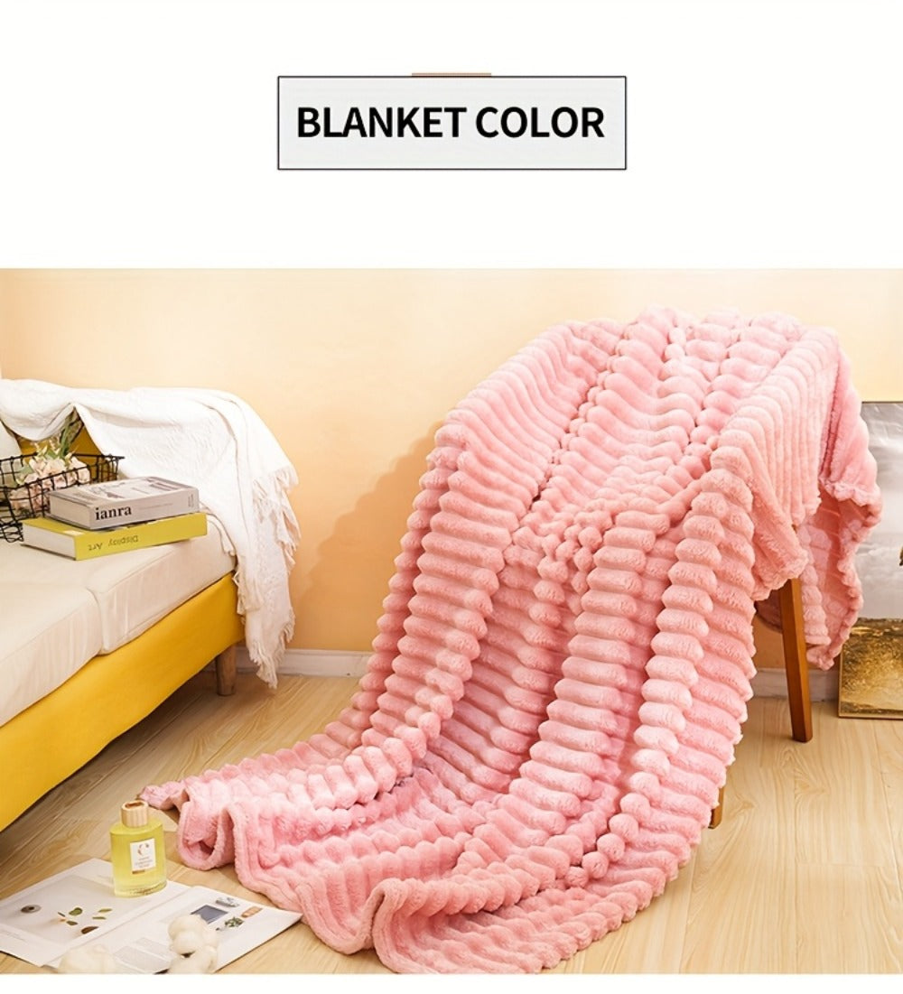 500gsm Heavy Plush Blanket, Ultra Thick Fluffy Blanket for Bed, Sofa & Travel, Baby to Double Size