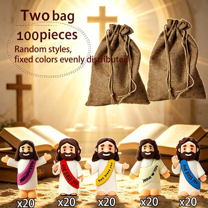 Mini Jesus Figurines for Halloween Trunk-or-Treat 50/100/150pcs – Colorful Bulk Religious Statues 5 Colors