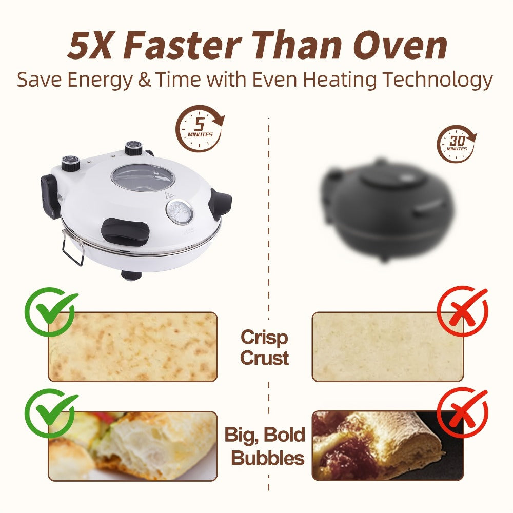 Indoor Pizza Oven Countertop, 12-Inch Electric Pizza Maker Machine for Home Kitchen, Heats Up to 800°F