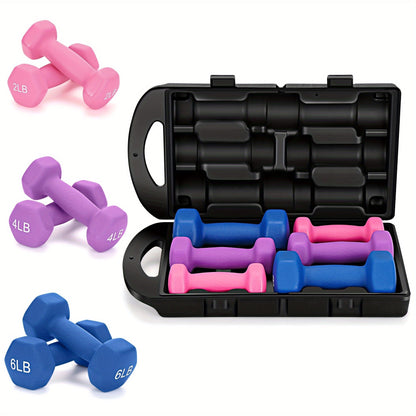 Neoprene Dumbbell Hand Weights Set with Gift Box – Hexagonal Anti-Roll Design, Cast Iron Core, Color Coded Free Weights for Home Gym