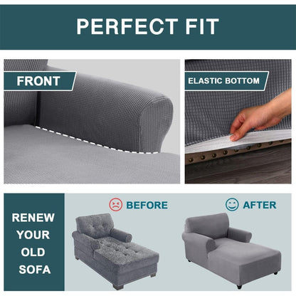 Chaise Lounge Cover Stretch Slipcover Jacquard Fabric Chair Sofa Protector for Living Room Bedroom Multi-Color