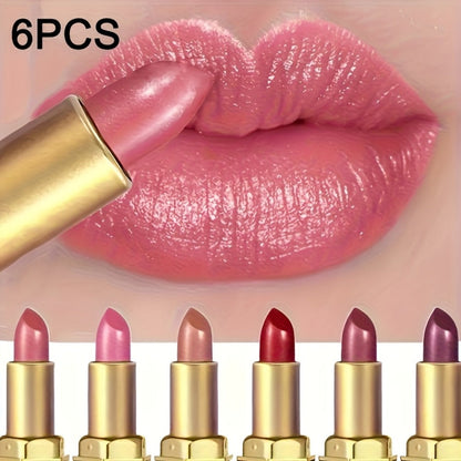 Lip Gloss Set 6pcs Velvet Finish Shiny Lip Color Collection, for Makeup, Travel and Everyday Vanity Use