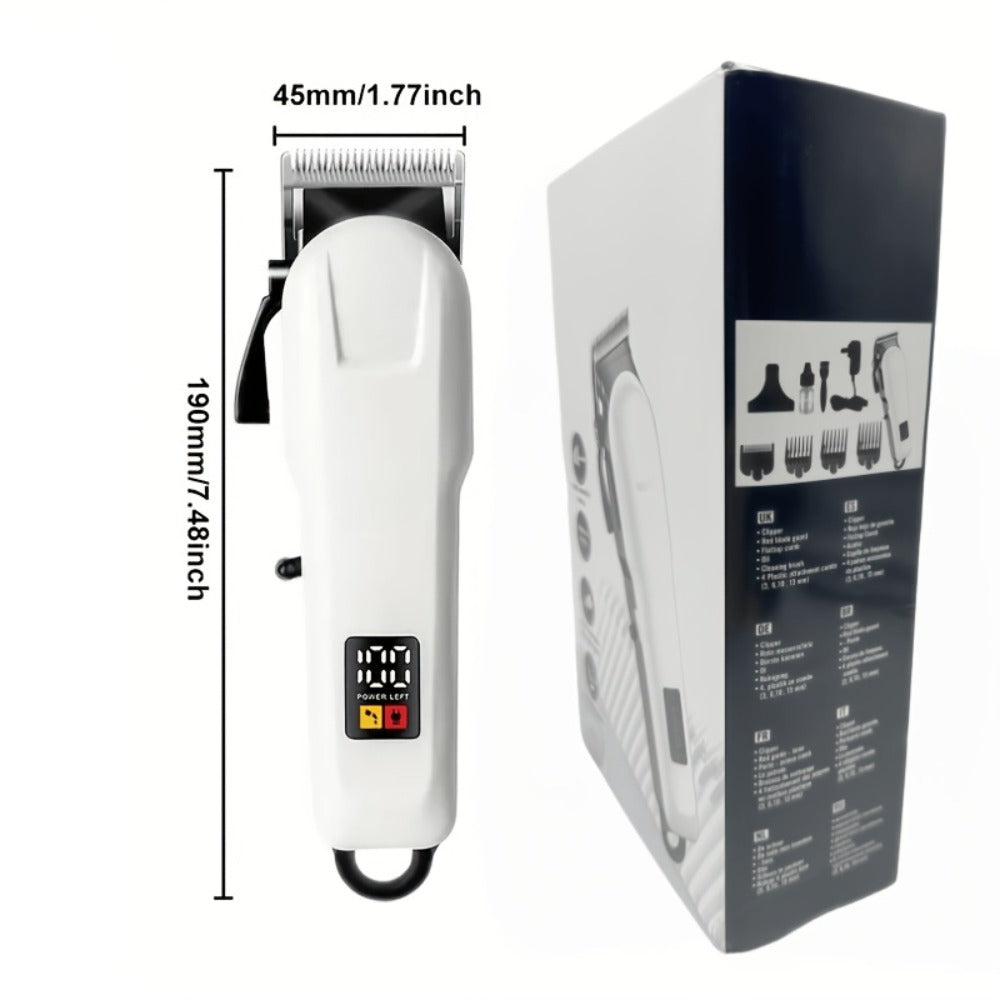 Hair Clipper Kit with Scissors for Home & Salon – Professional Stainless Steel Blade, Digital Display, USB Rechargeable Hair Cutting Set
