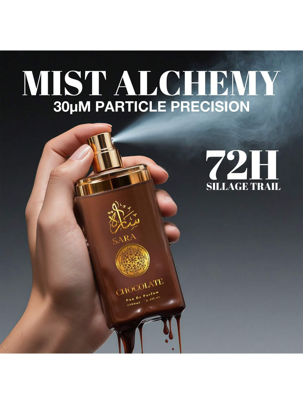 Sarah Chocolate Eau de Parfum Spray, 100 ml Brown Bottle with Cocoa, Vanilla and Amber Label Notes