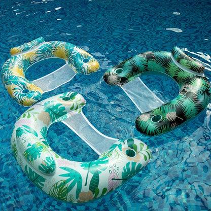 Striped Inflatable Pool Float for Adults – Heavy-Duty PVC Raft Lounge Chair with Cup Holders, Leak-Proof Design for Lake River Ocean Beach