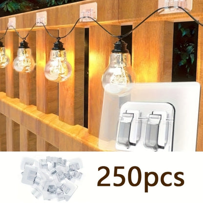 Adhesive Hooks for Outdoor String Lights - No-Damage Clips for Christmas Patio Garden Balcony Decor (40/80/160/250/400pcs)