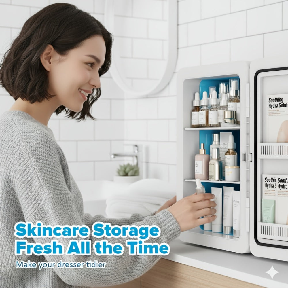 Mini Fridge with Glass Front Door 15.8QT/23.3QT - Portable Cooler and Warmer AC/DC 12V, Small Refrigerator for Bedroom