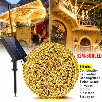 Solar String Lights in 39, 50, 72, 100 or 105-Foot Options with Spherical Bulbs, Warm or Cool White and Remote Control